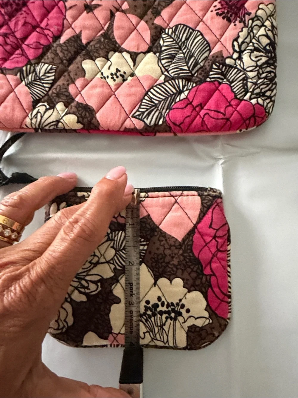 Vera Bradley Pink Floral Quilted Cosmetic Pouch Duo
